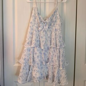 Alar’d State Blue Floral Tiered Spaghetti Strap Sundress